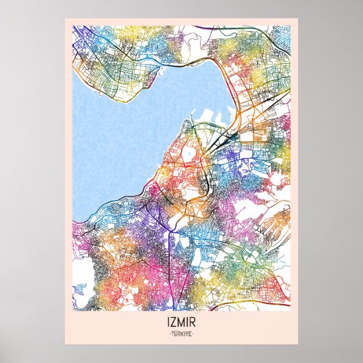 İzmir Türkiye Stadsplattegrond Poster (Voorkant)
