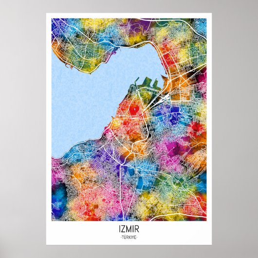 İzmir Türkiye Stadsplattegrond Poster (Voorkant)