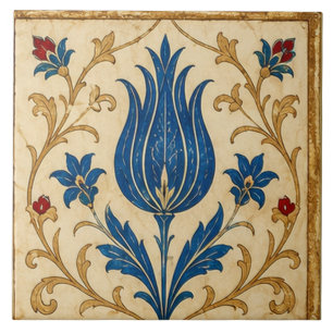 Iznik Blauwe Tulp Ottomaanse Bloemkunst Tegeltje