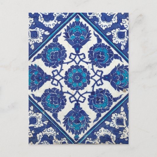 Iznik Floral Etnische Tribale Turks Mosaic Pottery Briefkaart (Voorkant)