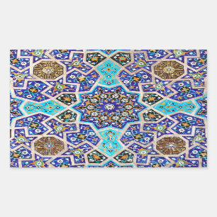 Iznik Floral Etnische Tribale Turks Mosaic Pottery Rechthoekige Sticker