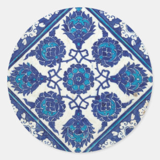 Iznik Floral Etnische Tribale Turks Mosaic Pottery Ronde Sticker