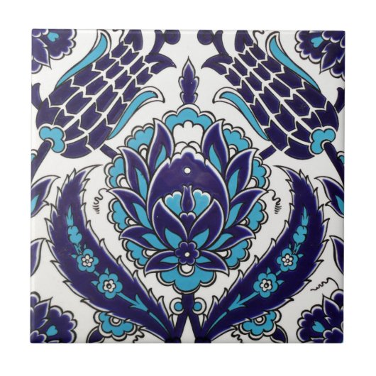 Iznik Floral Etnische Tribale Turks Mosaic Pottery Tegeltje (Voorkant)