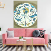 Iznik gerecht geschilderd met een pauw tussen fl canvas afdruk (Insitu (Woonkamer))