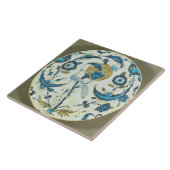 Iznik gerecht geschilderd met een pauw tussen fl tegeltje (Zijkant)