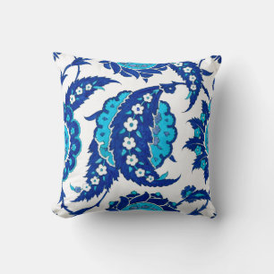 Iznik Ottomaanse bloem Blauw Turquoise Paisley Kussen