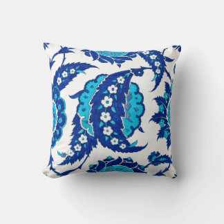 Iznik Ottomaanse bloem | Blauw Turquoise Paisley Kussen