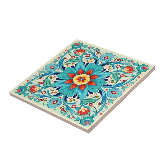 Iznik pastel Azure Harmony Tegeltje (Zijkant)