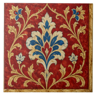 Iznik Rood Bloemmotief Ottomaanse Versiering   Tegeltje