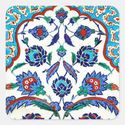 iznik-tegel vierkante sticker (Voorkant)