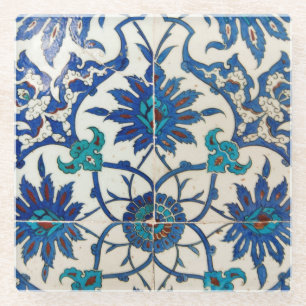 Iznik Tegels blauw Glazen Onderzetter