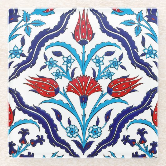 Iznik Tiles Glazen Onderzetter (Voorkant)