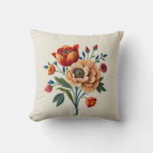 Iznik Tulp Borduurwerk Koraal Worp Kussen