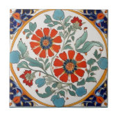 Iznik Turkish Flowers Rood Sinaasappel Blauw Groen Tegeltje (Voorkant)