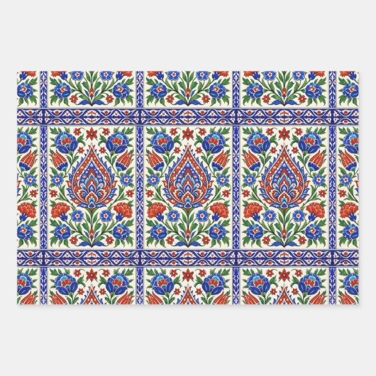Iznik - Turkish Ottoman pattern with flowers tulip Inpakpapier Vel (Voorkant)
