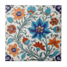 Iznik Turks  Bloemen Blauw Bloemen Antiek