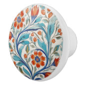 Iznik Turks Bloemen Groen Blauw Sinaasappel Rode B Keramische Knop (Rechts)