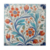 Iznik Turks Bloemen Groen Blauw Sinaasappel Rode B Tegeltje (Voorkant)