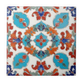Iznik Turks Bloemen  Rood Blauw Symmetrisch Tegeltje (Voorkant)
