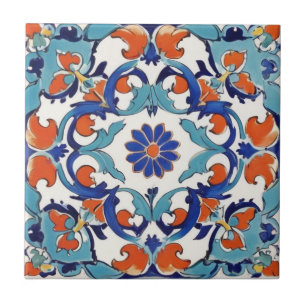 Iznik Turks Bloemen  Turkoois Blauw Bloem Tegeltje