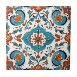 Iznik Turks Classic Bloemen Rood Turquoise Blauw Tegeltje