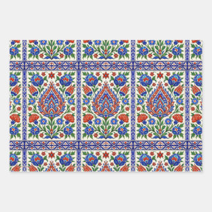 Iznik - Turks Ottomaans patroon met bloemen tulp Inpakpapier Vel