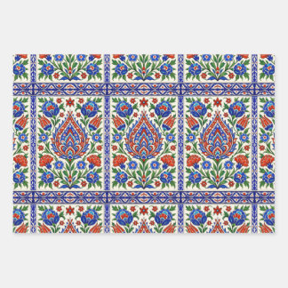 Iznik - Turks Ottomaans patroon met bloemen tulp Inpakpapier Vel
