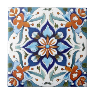 Iznik Turks Traditioneel Sinaasappel Rood Blauw Bl Tegeltje