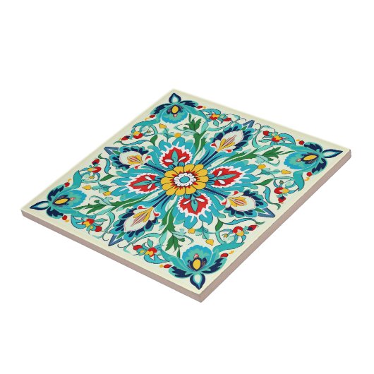 Iznik Turquoise Blossom Radiance Tegeltje (Zijkant)