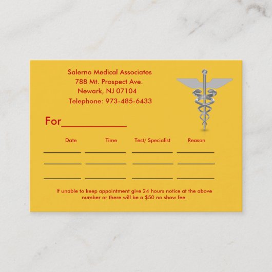 j0439599, ________________________________________ afsprakenkaartje (Voorkant)