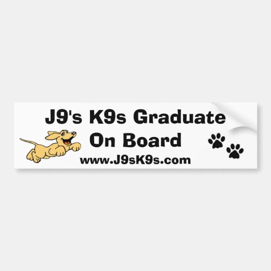 J9's K9s Afstuderen aan boord van Bumpersticker (Voorkant)