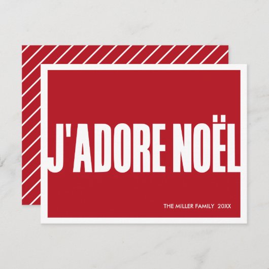 J’adore Noël Modern Christmas Kaart – Vakantie (Voorkant / Achterkant)