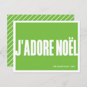 J’adore Noël Modern Christmas Kaart – Vakantie (Voorkant / Achterkant)