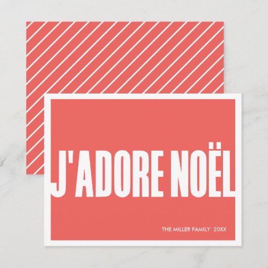 J’adore Noël moderne kerstkaart – vakantie (Voorkant / Achterkant)