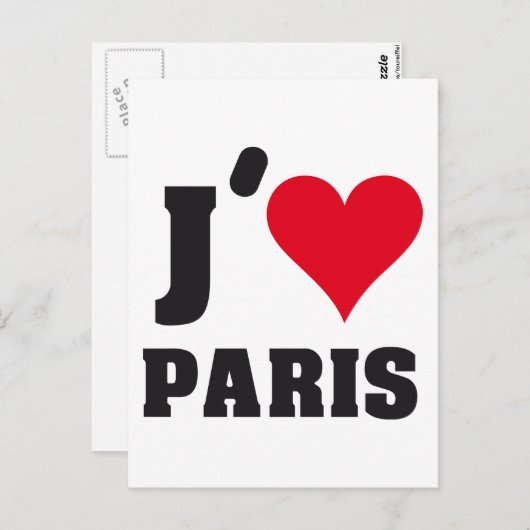 J´AIME PARIS BRIEFKAART (Voorkant / Achterkant)