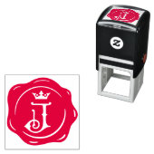 J - Antiek Wax Seal Gotische Kroon Initiaal Letter Zelfinktende Stempel (In situ)