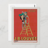 J.B. Louvet Bicycle Vintage Poster 1922 Briefkaart (Voorkant / Achterkant)