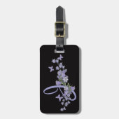 J - Blue Bells Butterfly Monogram Black Background Bagagelabel (Voorkant verticaal)