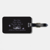 J - Blue Bells Butterfly Monogram Black Background Bagagelabel (Achterkant horizontaal)