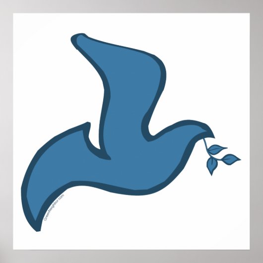 J - Blue Silhouette Dove of Peace Poster (Voorkant)
