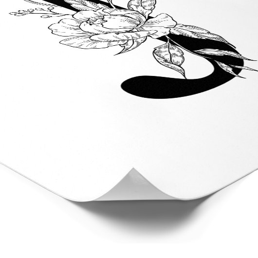 J botanisch monogram. Letter-initiaal met pinda's Poster (Hoek)