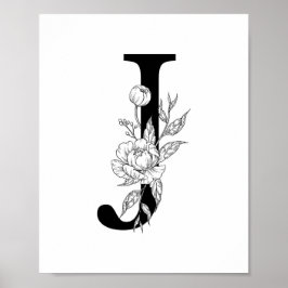 J botanisch monogram. Letter-initiaal met pinda's Poster