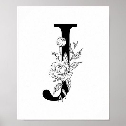 J botanisch monogram. Letter-initiaal met pinda's Poster (Voorkant)