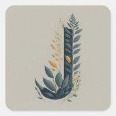 J Botanisch monogram Vierkante Sticker (Voorkant)