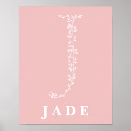 J Botanische Floral Monogram Aangepast Poster voor