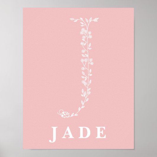 J Botanische Floral Monogram Aangepast Poster voor (Voorkant)