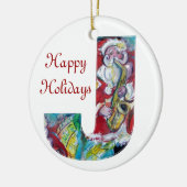 J BRIEF/SANTA EN SAX, CHRISTMAS PARTY MONOGRAM KERAMISCH ORNAMENT (Links)