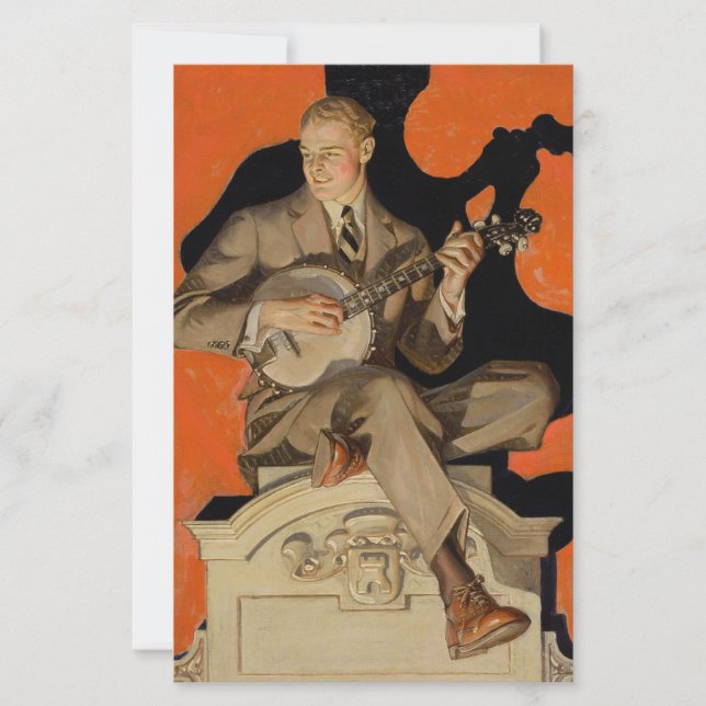 J.C. Leyendecker Banjo Speler 1920 Art Deco Kunst (Voorkant)