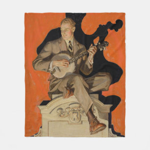 J.C. Leyendecker Banjo Speler 1920 Art Deco Kunst Fleece Deken