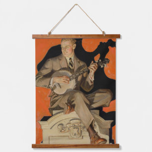 J.C. Leyendecker Banjo Speler 1920 Art Deco Kunst Hangend Wandkleed